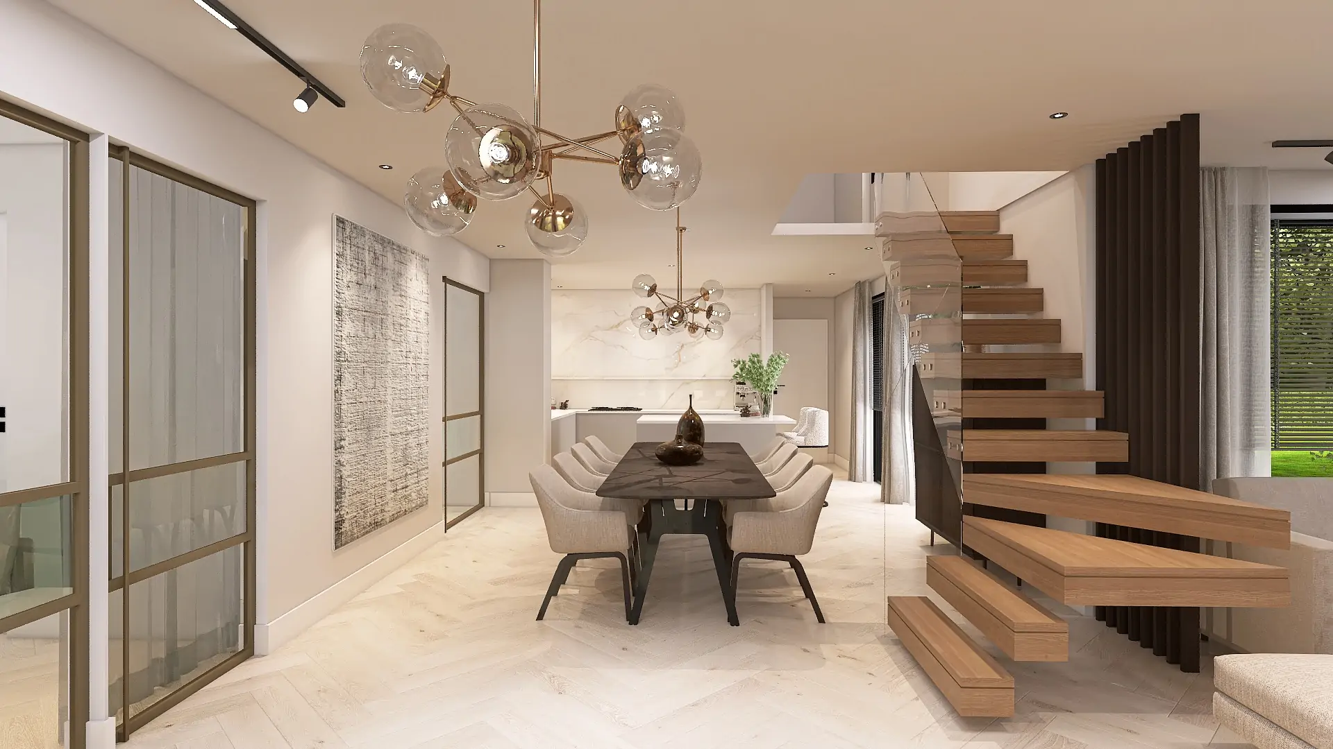 Interieurontwerp 3D - Luxe Villa interieursamenstelling Zizeau