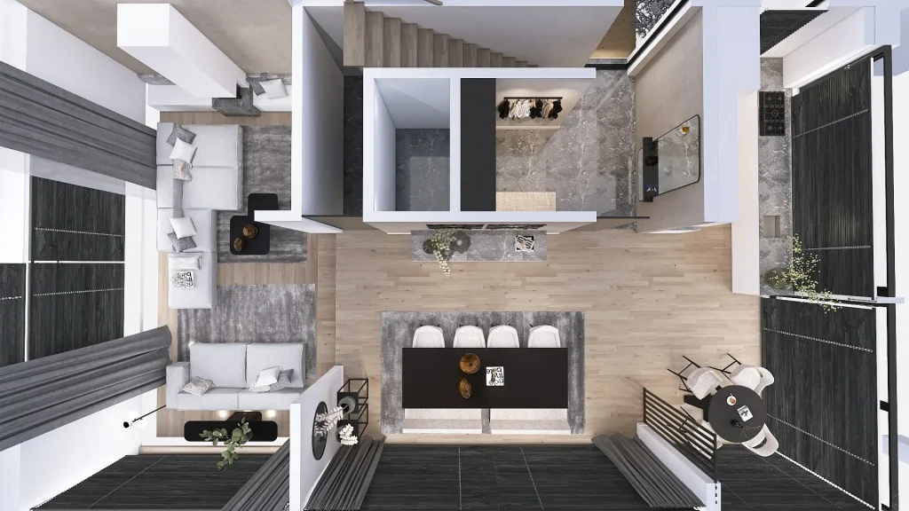 Interieurontwerp met verlaagde woonkamer - Richmond Interiors - Room108 - Eleonora - Forme - Hometolife3D