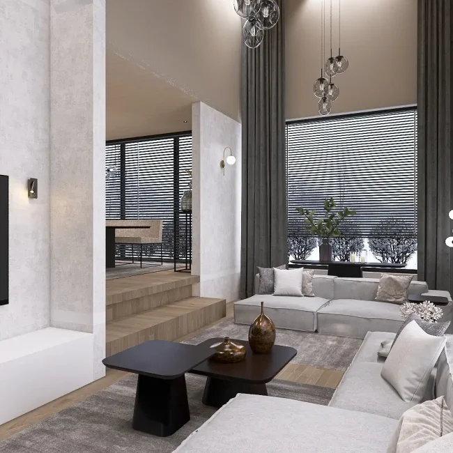 Interieurontwerp met verlaagde woonkamer - Richmond Interiors - Room108 - Eleonora - Forme - Hometolife3D