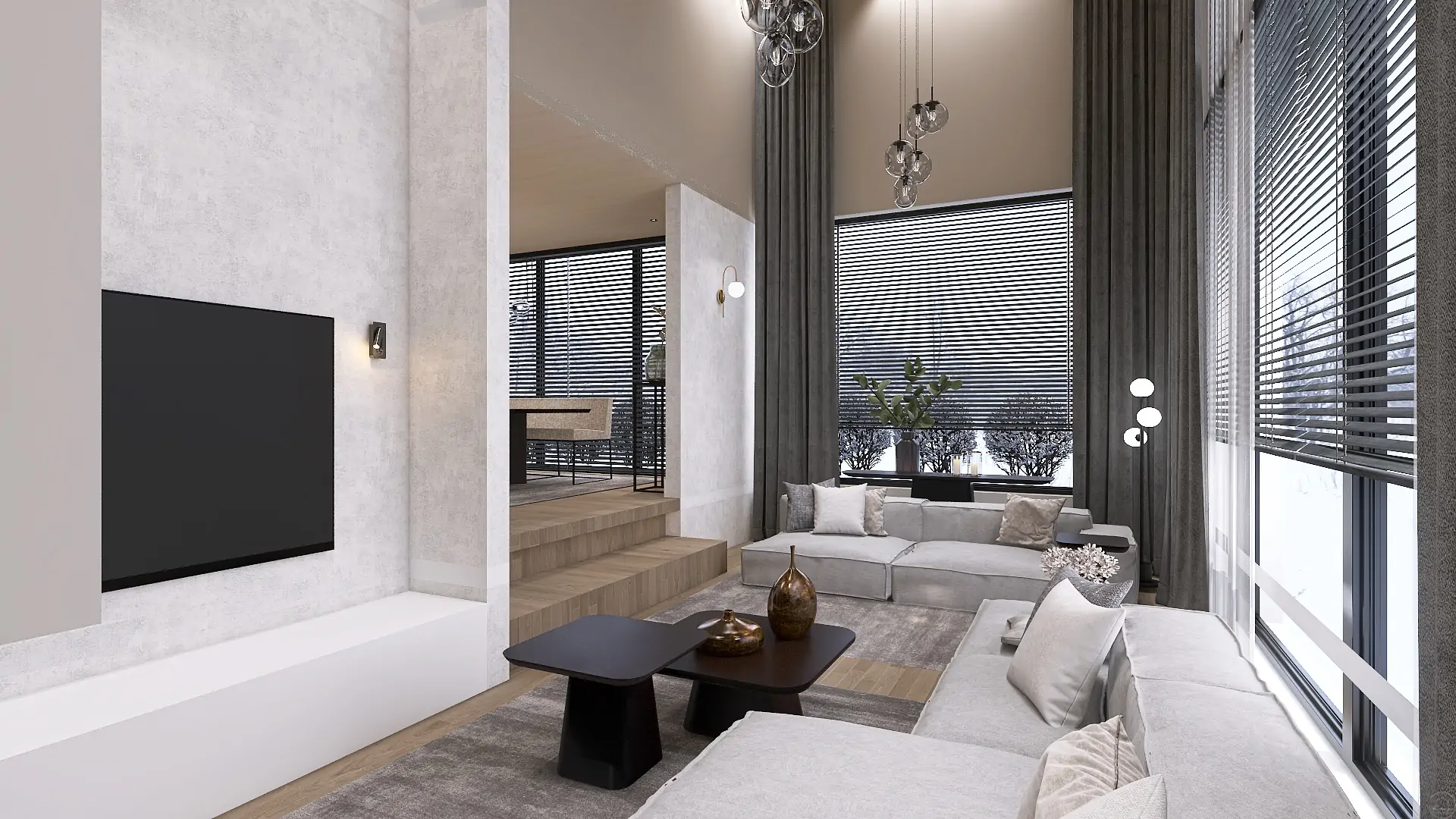 Interieurontwerp met verlaagde woonkamer - Richmond Interiors - Room108 - Eleonora - Forme - Hometolife3D