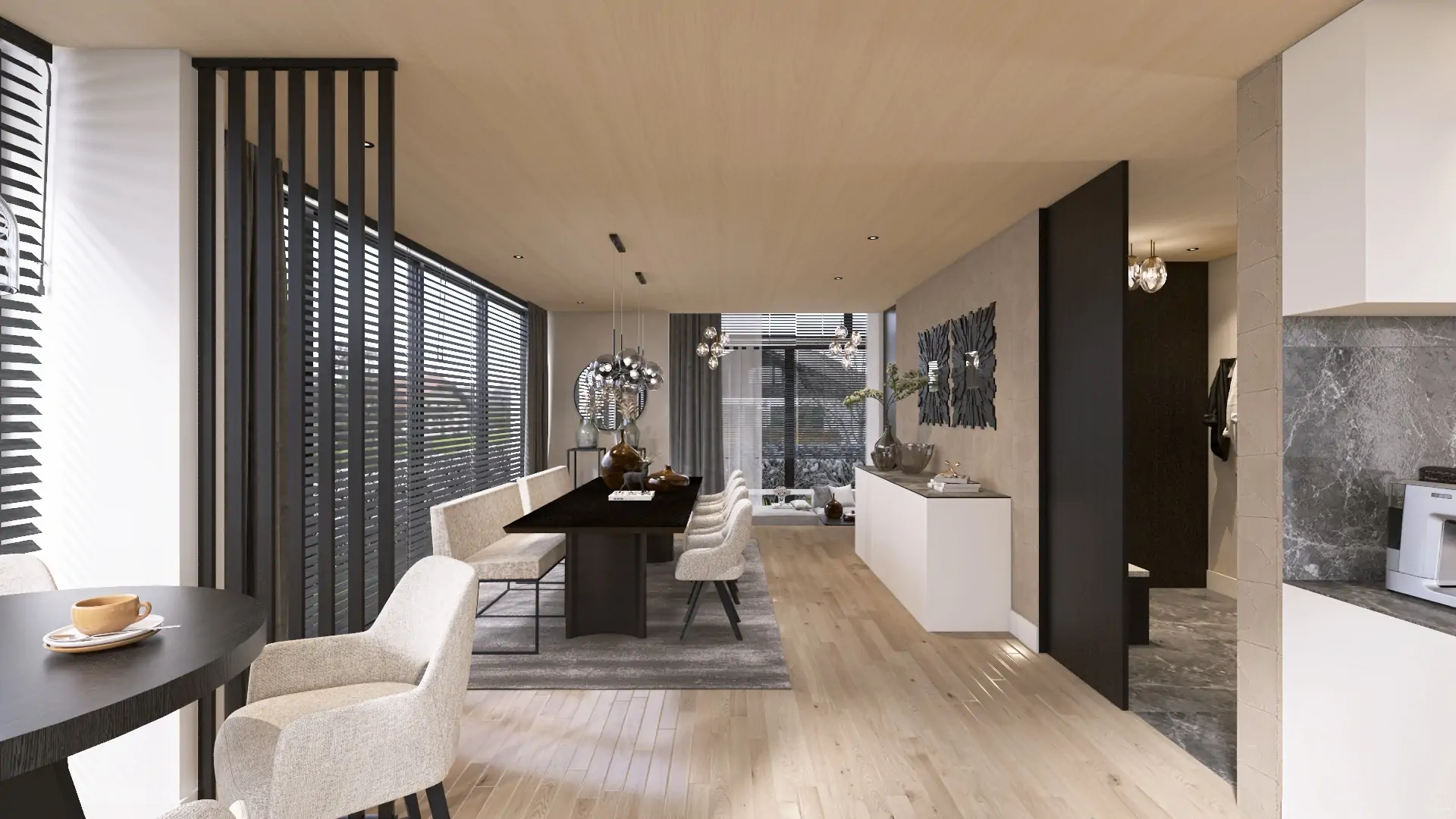 Interieurontwerp met verlaagde woonkamer - Richmond Interiors - Room108 - Eleonora - Forme - Hometolife3D