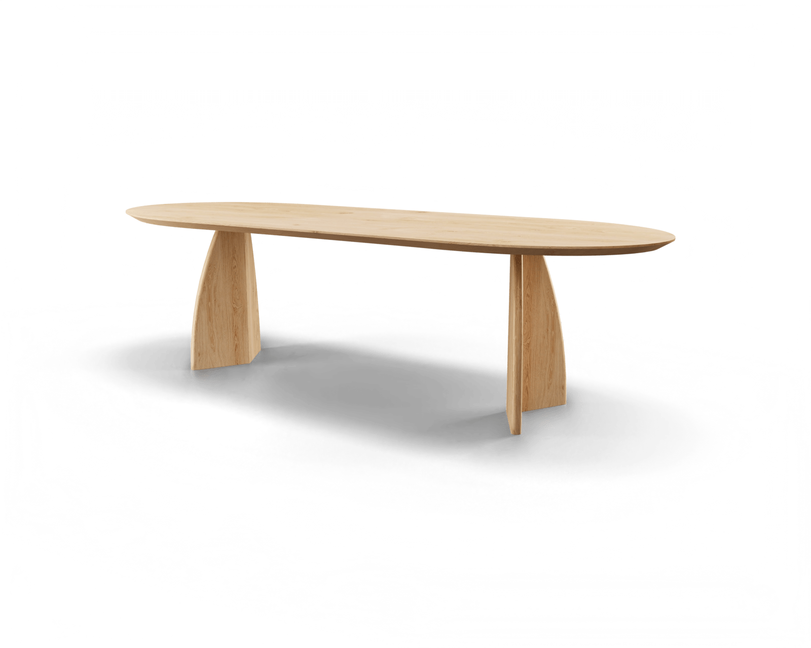 Eettafel halve cirkel - Nieuw Eiken - facedrand 20 graden