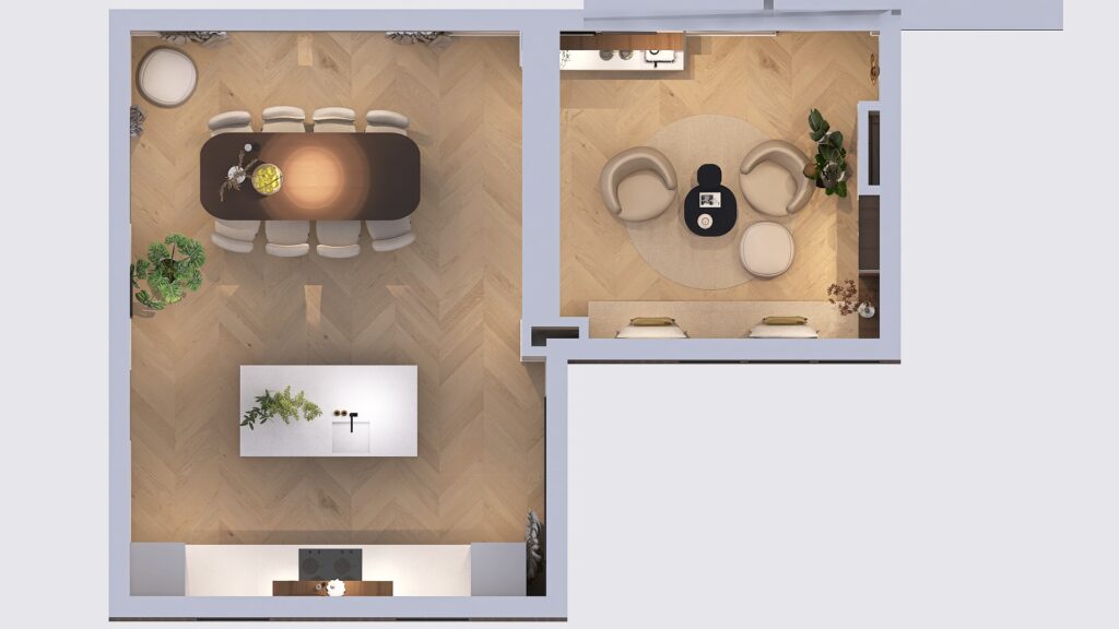 interior design 3D - kitchen lounge - 2 concepts - hometolife3D