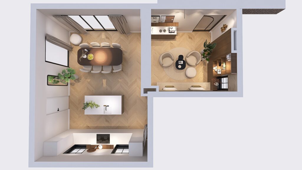 interior design 3D - kitchen lounge - 2 concepts - hometolife3D